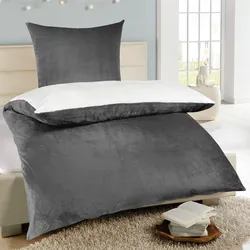 Bestlivings Wende-Bettwäsche Cashmere Touch - Wolkenschloss ( 135x200cm / 80x80cm ) Weiß - Grau