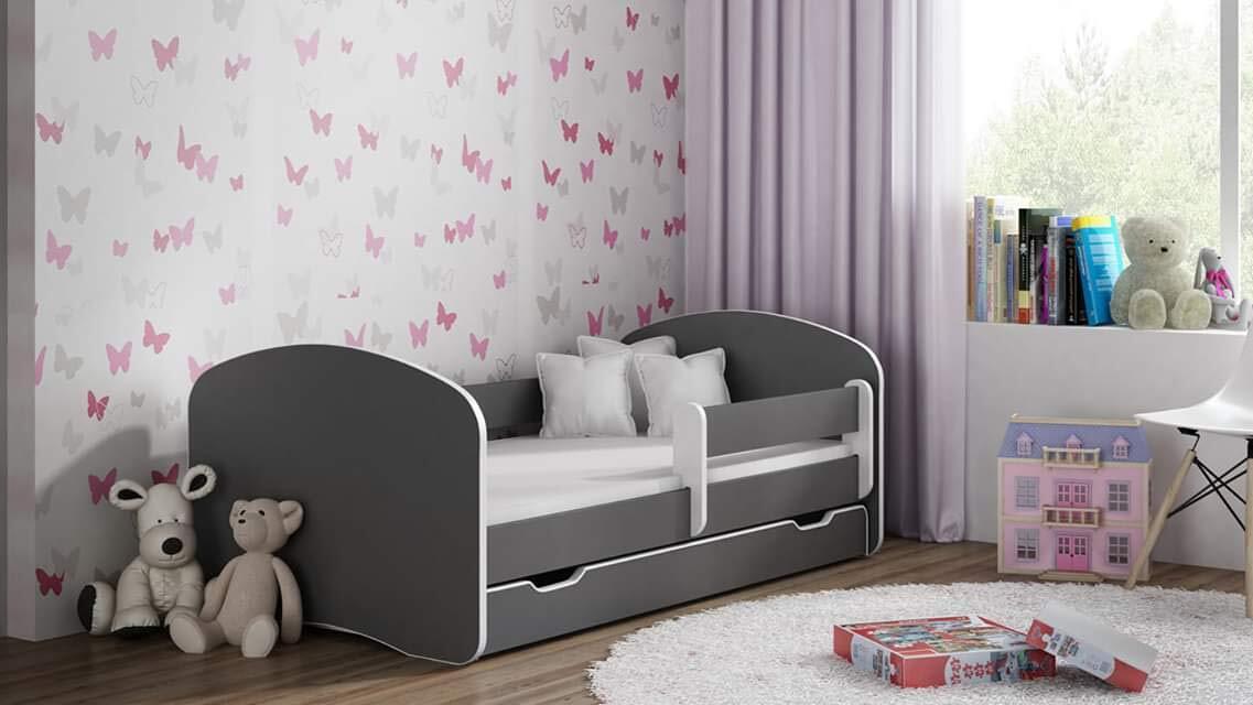 BDW NEU Kinderbett, 2 Liegeflächen, 2 Matratzen, Doppelbett, Graphit, 180x90