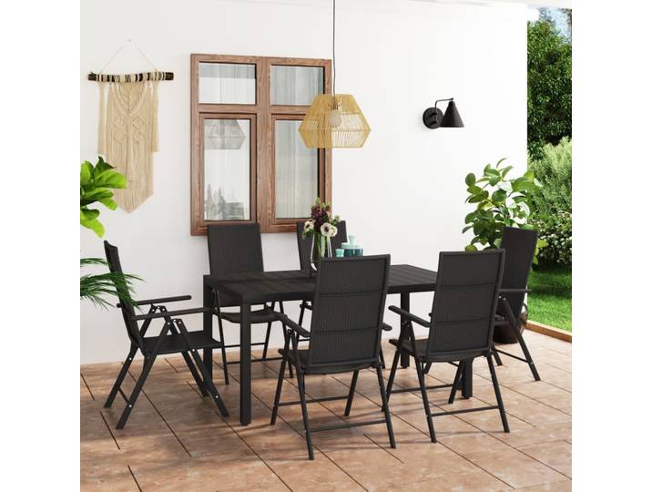 vidaXL 7-tlg. Garten-Essgruppe Schwarz
