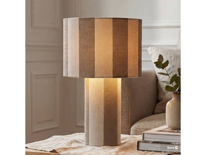 Tischleuchte Ø 25cm Beige/Beige Polyester E14