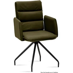 ARMLEHNSTUHL (6er-Set) Dianne 52x92x60 Schwarz/Khaki