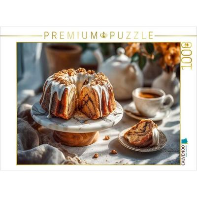 CALVENDO Puzzle Gugelhupf Bild mit Zuckerguss auf Kuchenteller | 1000 Teile Lege-Größe 64x48cm Foto-Puzzle für glückliche Stunden