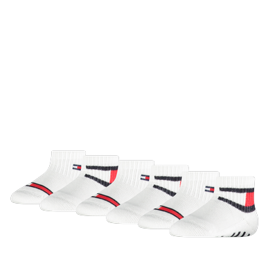 Socken TOMMY HILFIGER "TH BABY SOCK 6P FLAG SOCK ECOM", Mädchen, Gr. 23-26, weiß, Baumwollmischung, unifarben mit Farbeinsatz, normal, Socken Socken, ABS Anti-Rutsch am Fuß