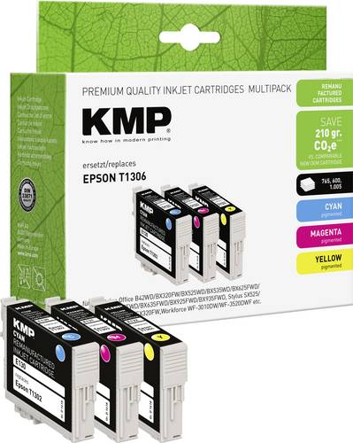 KMP Druckerpatrone ersetzt Epson T1302, T1303, T1304 Kompatibel Kombi-Pack Cyan, Magenta, Gelb E130V 1618,4050