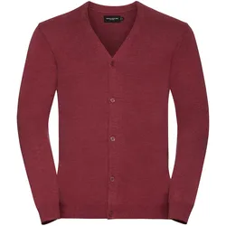 Russell Men's V-Neck Knitted Cardigan, cranberry marl, 3XL