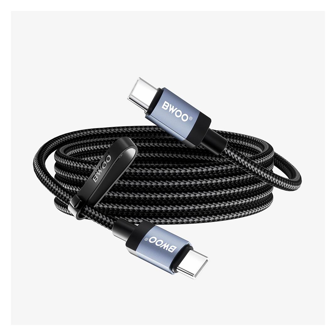 Bwoo BO-X401CC geflochtenes Kabel USB-C - USB-C, 1 m, PD 65 W, schwarz (1 m, 65 W) (77866908)