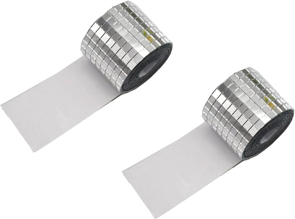 Mini Mozaïek Tegels, 2 Rollen met 3200 Stukken, Zelfklevende Decoratieve Spiegel voor Badkamer, Keuken en Woonkamer, DIY Decoratie