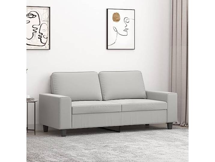 YUTAASU 2-Sitzer-Sofa Hellgrau 140 cm Mikrofaser Stabiler Sperrholzrahmen, Dick gepolstert, Fleckenunempfindlich, Einfache Montage