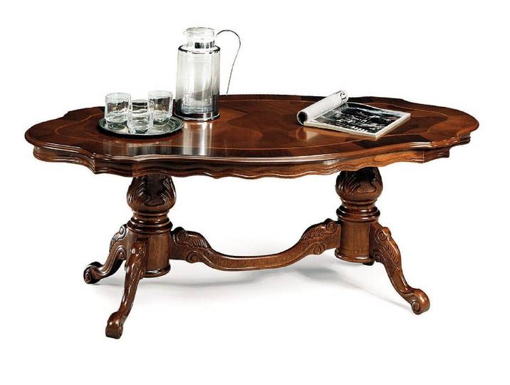 JVmoebel Couchtisch Antikbrauner Holz-Couchtisch mit kunstvollen Schnitzereien (Packung), Made in Europa