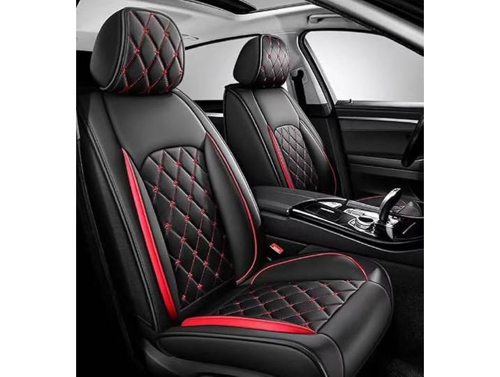 INRNT Autositzbezüge Schonbezüge für BMW 1er 2er Acive Tourer 2er Grand Tourer 2er Coupe,wasserdichte Autoschondecke Allwetter Innenraum Schonbezüge,A/Front Seats-A/Black red