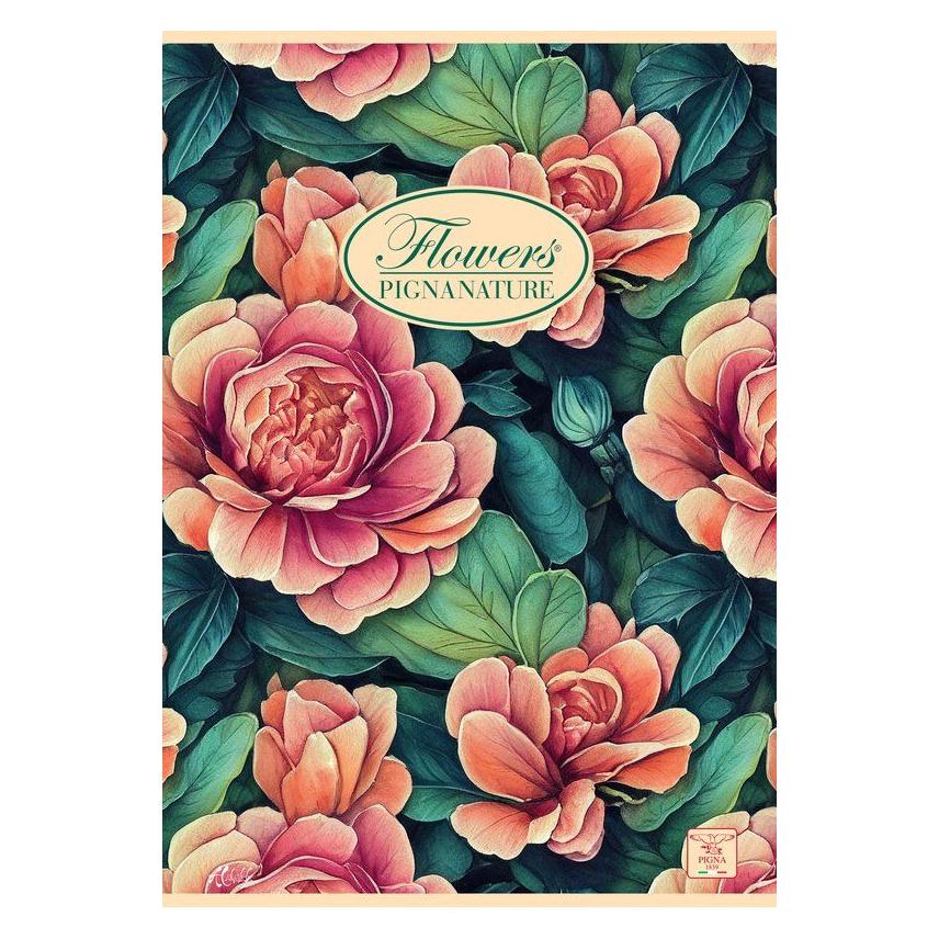 Pigna 10er-Pack Blumen A4 OC Notizbücher (A4, Liniert, Weicher Einband) (0229885OC)