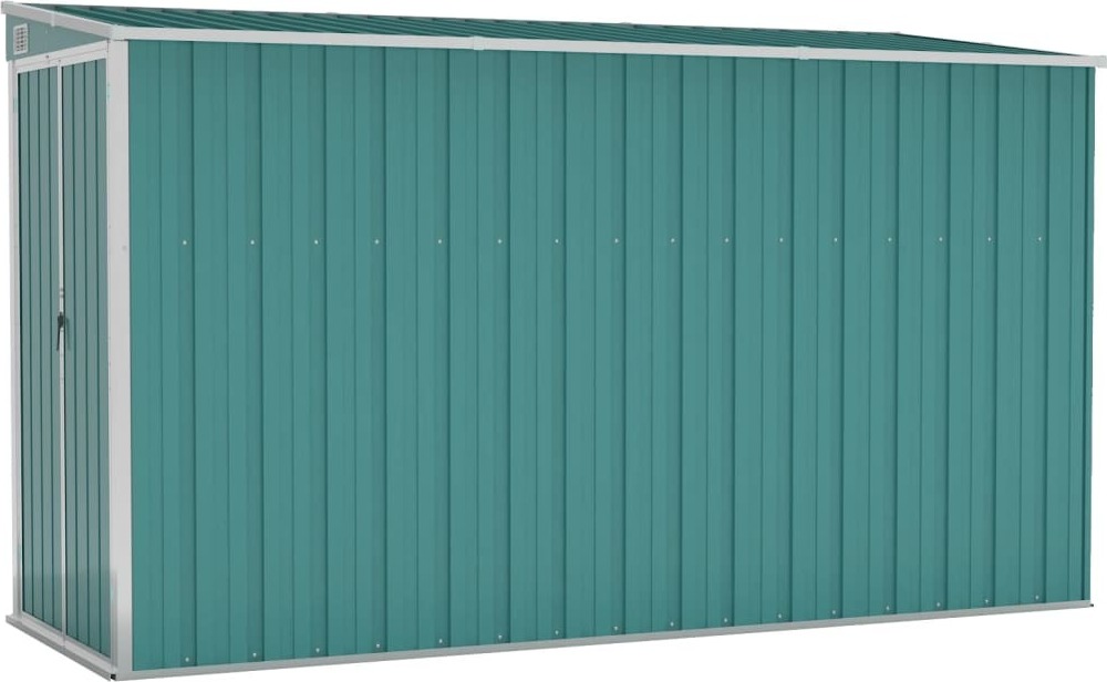 Gartenhaus Anbauschuppen, wandmontiert, verzinkter Stahl, Grün, 118x288x160/178 cm, mit Doppeltüren und Kunststoffgriff mit Sperrfunktion