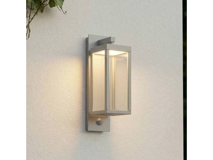 Lucande LED-Außenwandleuchte Ferdinand, steingrau, Sensor Ferdinand, alu / grau / zink, Aluminium, Modern