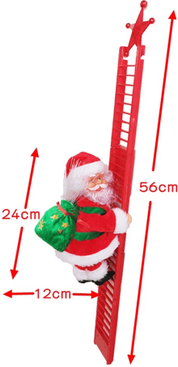 Inspire Picks Musical Climbing Santa Claus Ladder Ornament For Christmas Tree Decor red