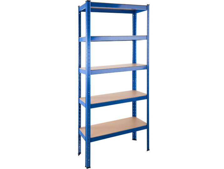 tectake Schwerlastregal, 75,5 x 30,5 x 172 cm, blau, Blau, Metall, Rechteckig, 30.5x172x75.5 cm, Freizeit & Co, Heimwerken, Werkstatteinrichtung, Schwerlastregal