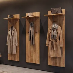 MCA 3er-Set Garderobenpaneel MCW-P55, Wandgarderobe Garderobe, Massiv-Holz Ablagefläche Haken, Eiche