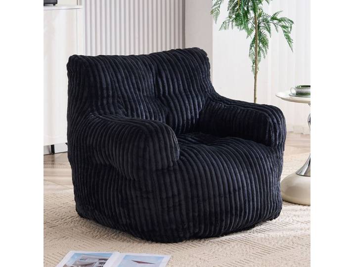 NuvlaGu - Fauteuil pouf - 1 place - Fauteuil lounge - Confortable et moelleux - 100x94x70 cm - Noir