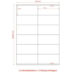 VEPATIM 1200x Etiketten Labels selbstklebend weiß 105 x 48mm auf DIN A4