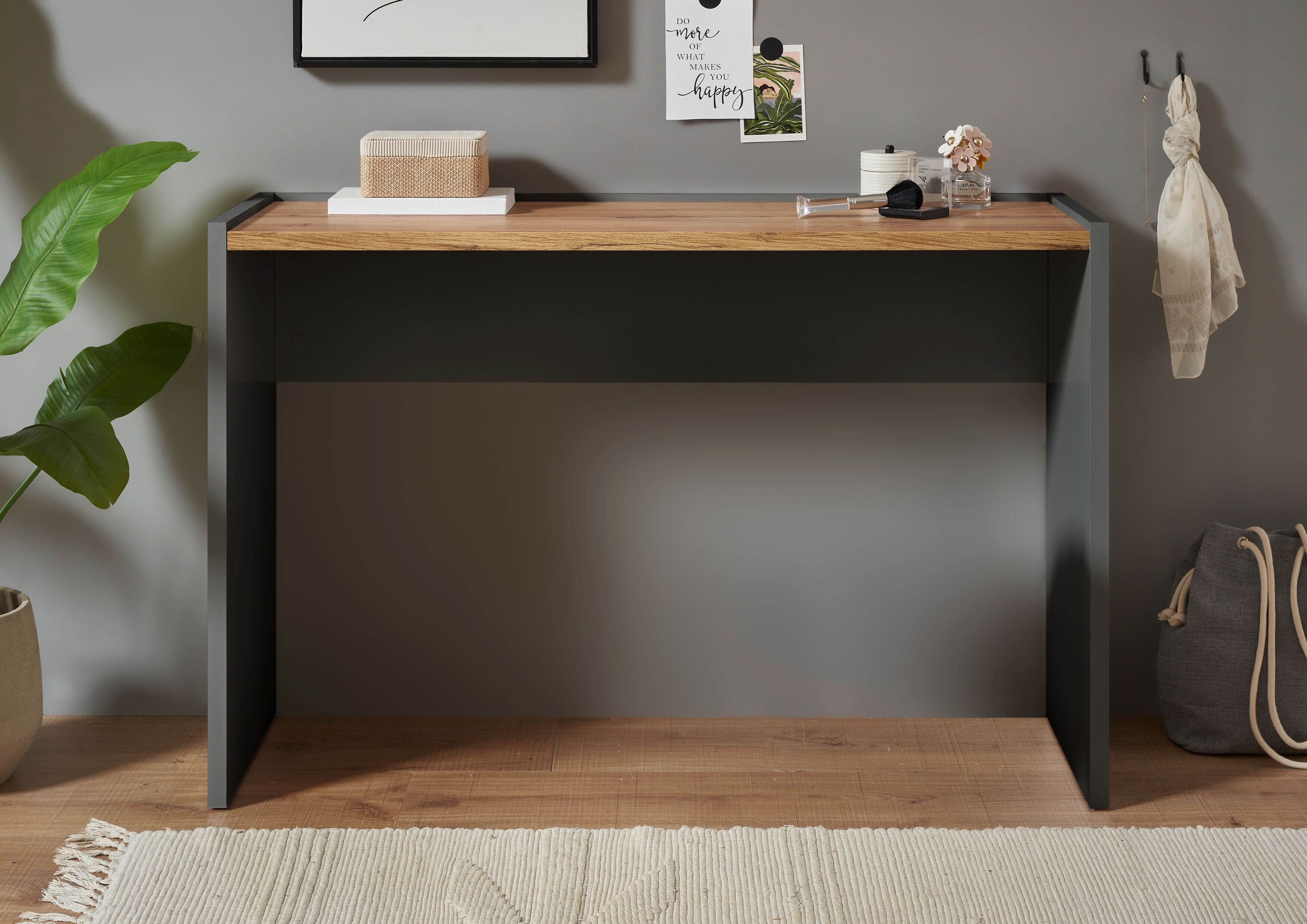 Konsole HOME AFFAIRE "CiTY/GiRON, Konsolentisch, Schminktisch, Schreibtisch, Beistelltisch", schwarz (anthrazit, wotan eiche dekor), B:120cm H:78cm T:40cm, Sideboards, Konsole, in zwei Farben erhältlich, abgesenkte Tischplatte anthrazit, wotan eiche dekor