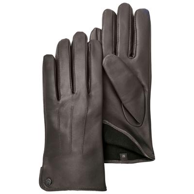 Lederhandschuhe PEARLWOOD, Damen, Gr. 7, braun (schwarz braun), Schafsleder, unifarben, Handschuhe, Seitenschlitze für komfortables Anziehen