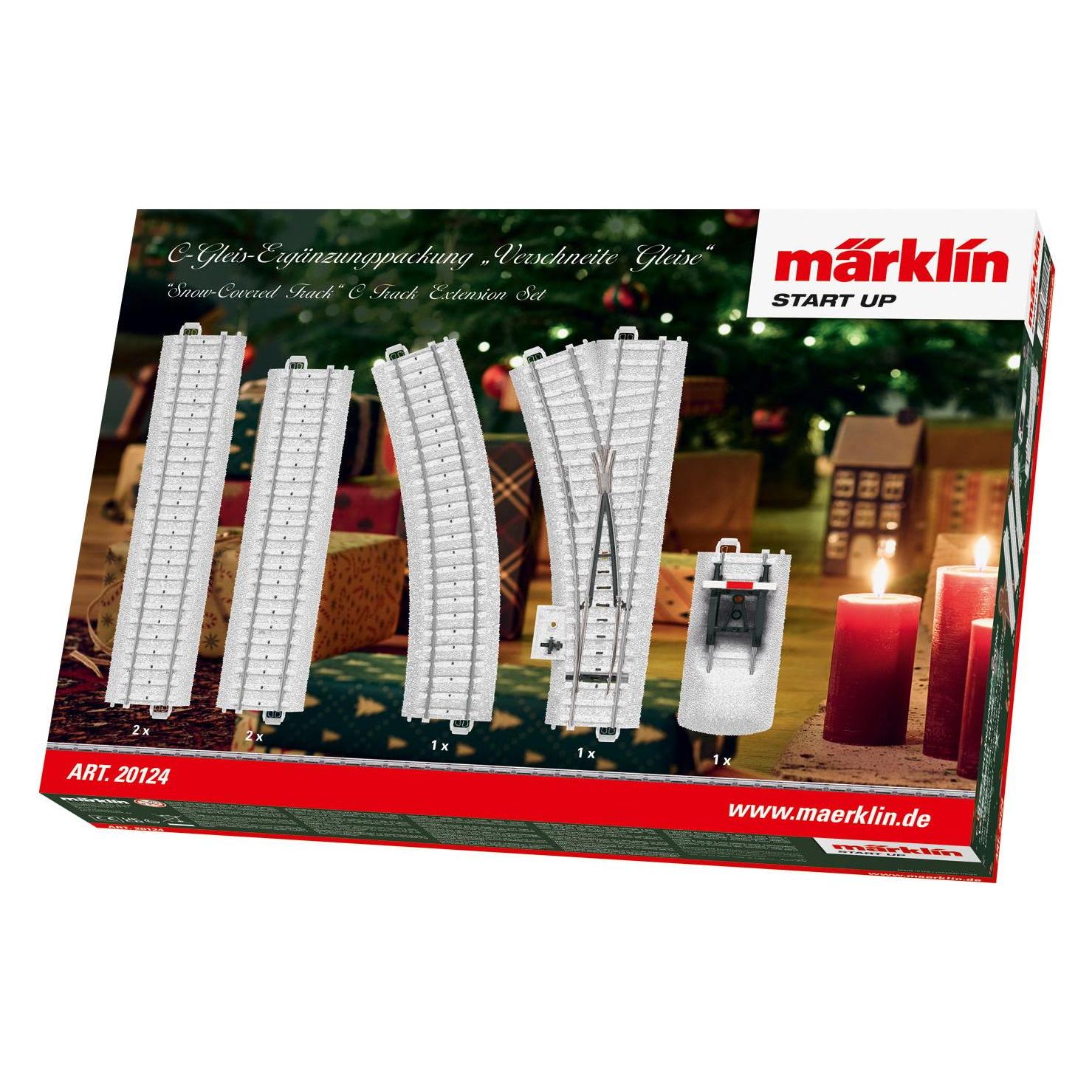 Märklin H0 C-Gleis (mit Bettung) 20124 Gerades Gleis, Gebogenes Gleis, Weiche, Prellbock (Spur H0) (20124)