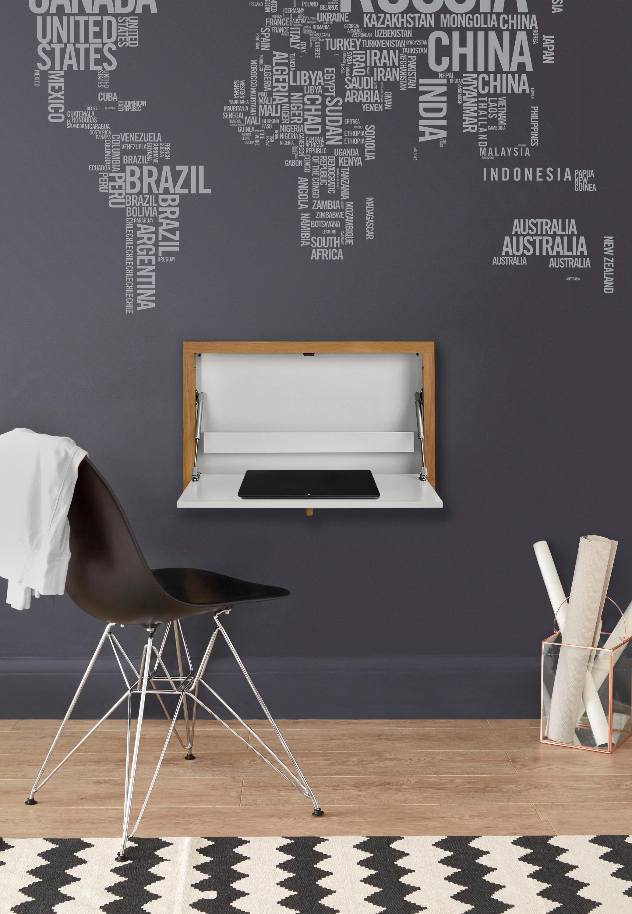 Klapptisch WOODMAN "Brenta", weiss (weiß, eichefarben), Tische, Klapptisch, zum aufklappen, platzsparend, Rahmen aus massiver Eiche, FSC weiß, eichefarben Einheitsgröße