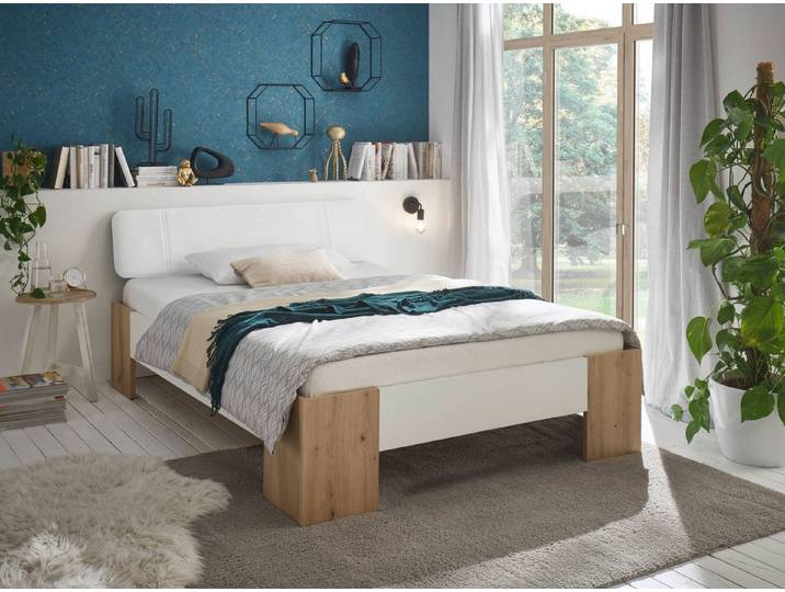 Pol-Power Bett in Artisan Eiche / Weiß. Abmessungen (BxHxT) 145x81x214 cm