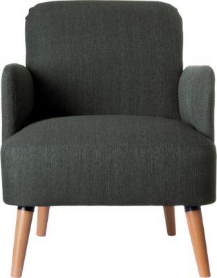 meet by Paperflow Sessel Brooks, Massivholz, Retro-Design, gepolstert, Stoffbezug, anthrazit