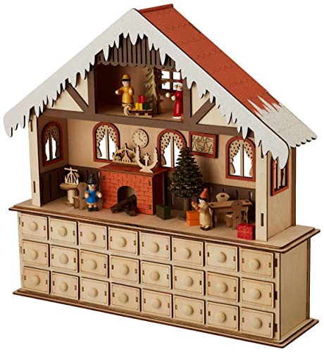 Small Foot Adventskalender van hout met verlichting, moderne kerstdecoratie