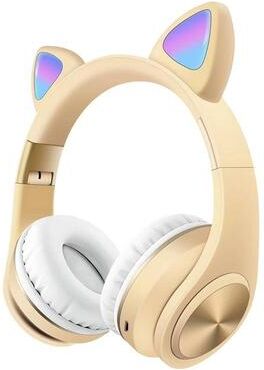 United Cat Ears Bluetooth Wireless Headphones With LED Lights Gaming & Music gold