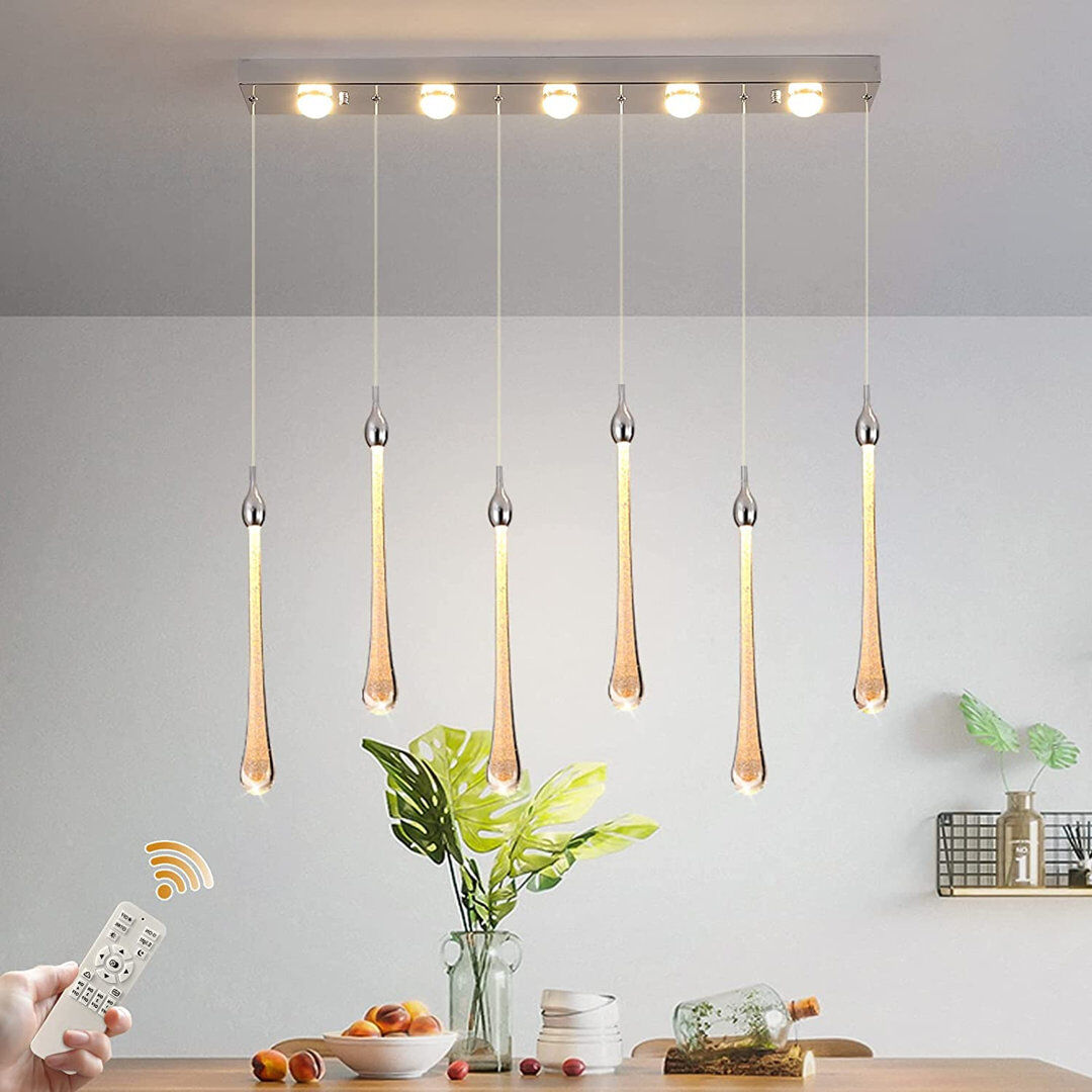 Blue Elephant 6 - Light Chrome LED Kitchen Island Pendant Chrome 47cm H X 90cm W X 5cm D
