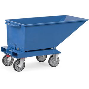 Fetra Kippbehälter Muldenkipper 4701, für Stapler, 0,25 m³, blau, 750 kg, mit Rollen