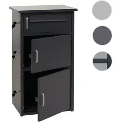 Paketkasten HWC-O51, Paketbox Paketfach Paketstation Briefkasten 3 Fächer, Stahl 89x49x38cm ~ dunkelgrau