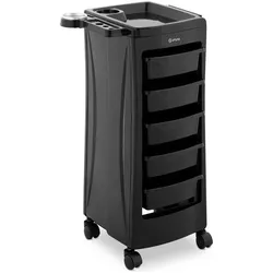 Physa, Salonbedarf, Rollbarer Friseurtrolley Friseurwagen Kosmetikwagen 5 Schubladen 10 kg schwarz