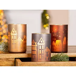 Windlicht Stadtlichter braun 12cm