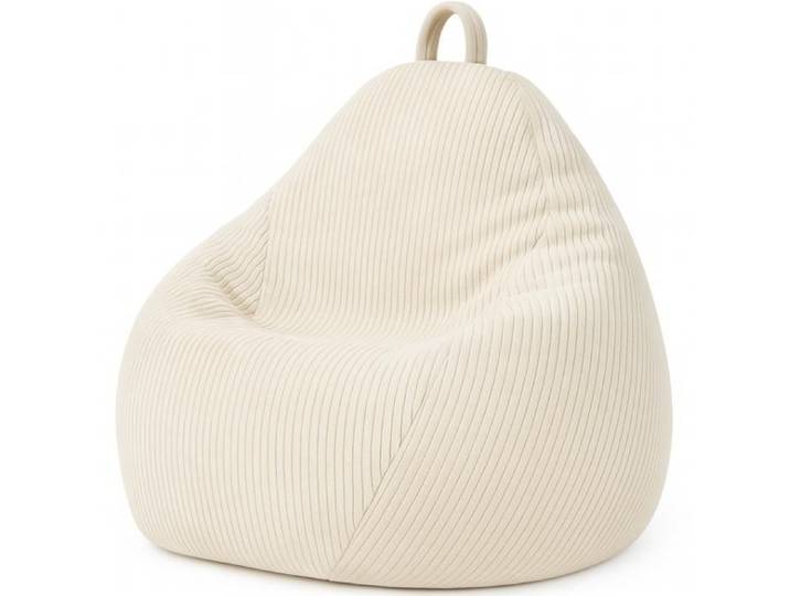 Pouf Poire Velours Côtelé déhoussable - 120x100 cm - Bananair - Blanc Fabriqué en France