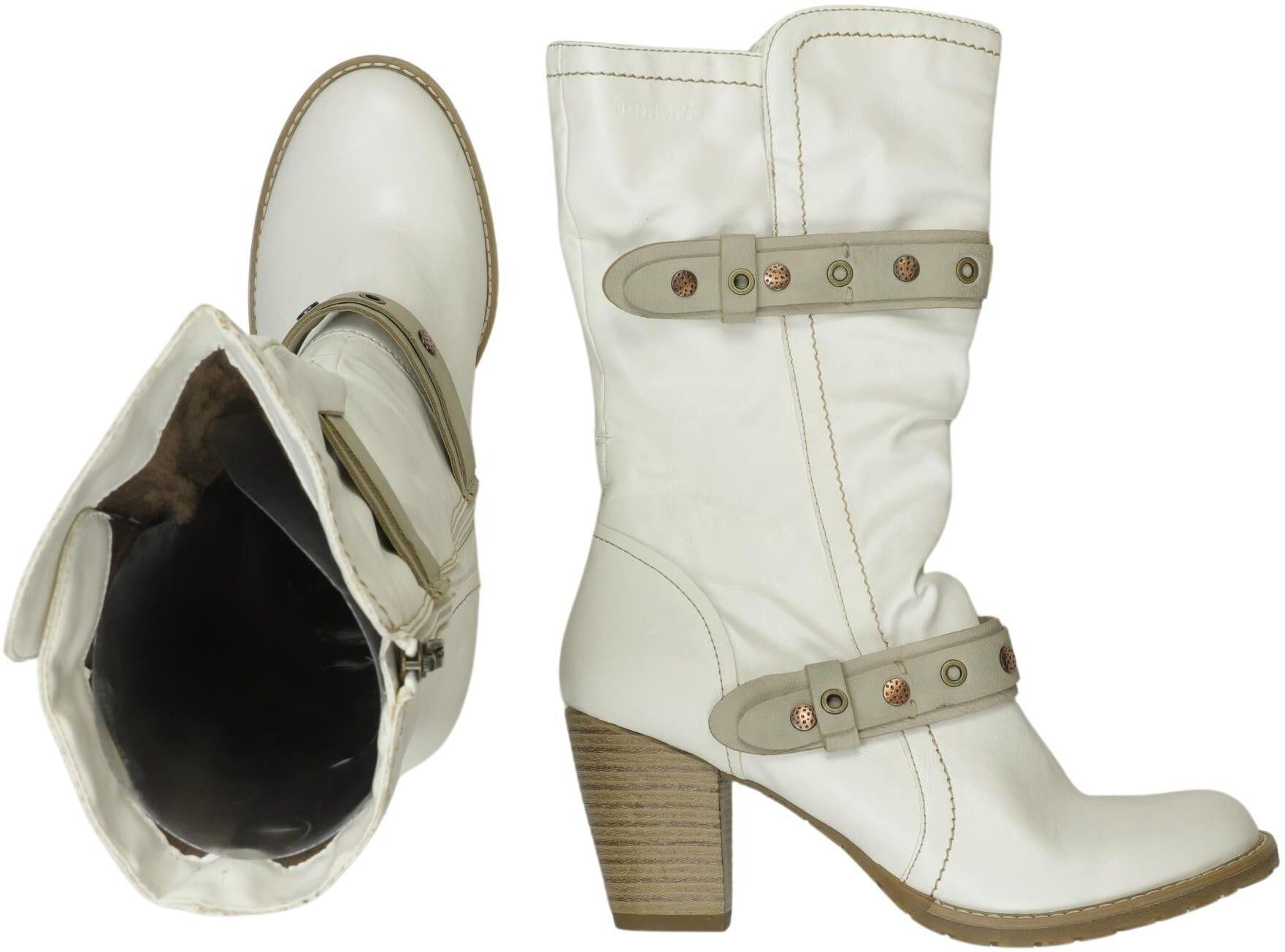 Tamaris Damen Stiefel, Weiß, Gr. EU 42, Kunstleder - Second Hand
