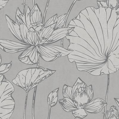 Seabrook Designs Koi Lotus Floral Unpasted Wallpaper