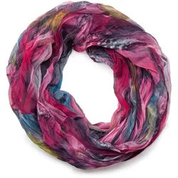 Loop STYLEBREAKER "Loop mit Feder Muster", Damen, pink, Obermaterial: 100% Viskose CV., Modisch, Modetücher Loop