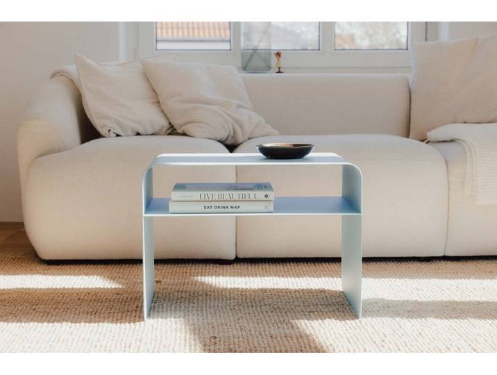 Couchtisch-Beistelltisch Cosmo – Pulverbeschichtetes Metall in modernem Design - Blauberry Soda - Luxusbetten24
