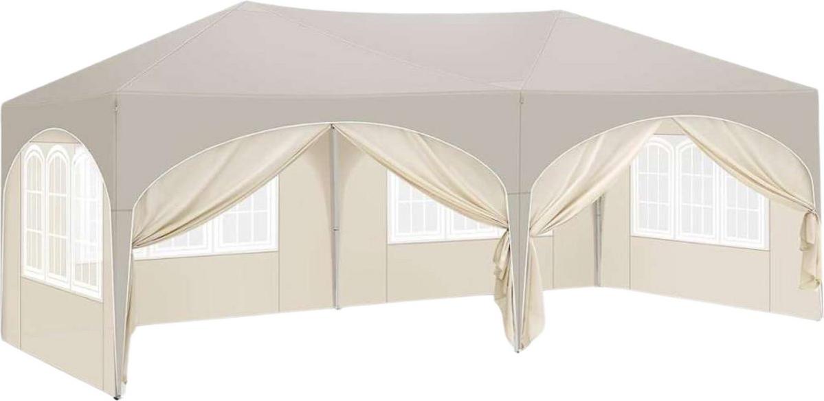 Partyzelt XL 3×6m - Pop-Up Pavillon / Gartenparty-Zelt - Gelb - 6 abnehmbare Seitenwände - Höhenverstellbar, wasserdicht, wetterfest, pulverbeschichtetes Stahlgestell, 210D Oxford Stoff