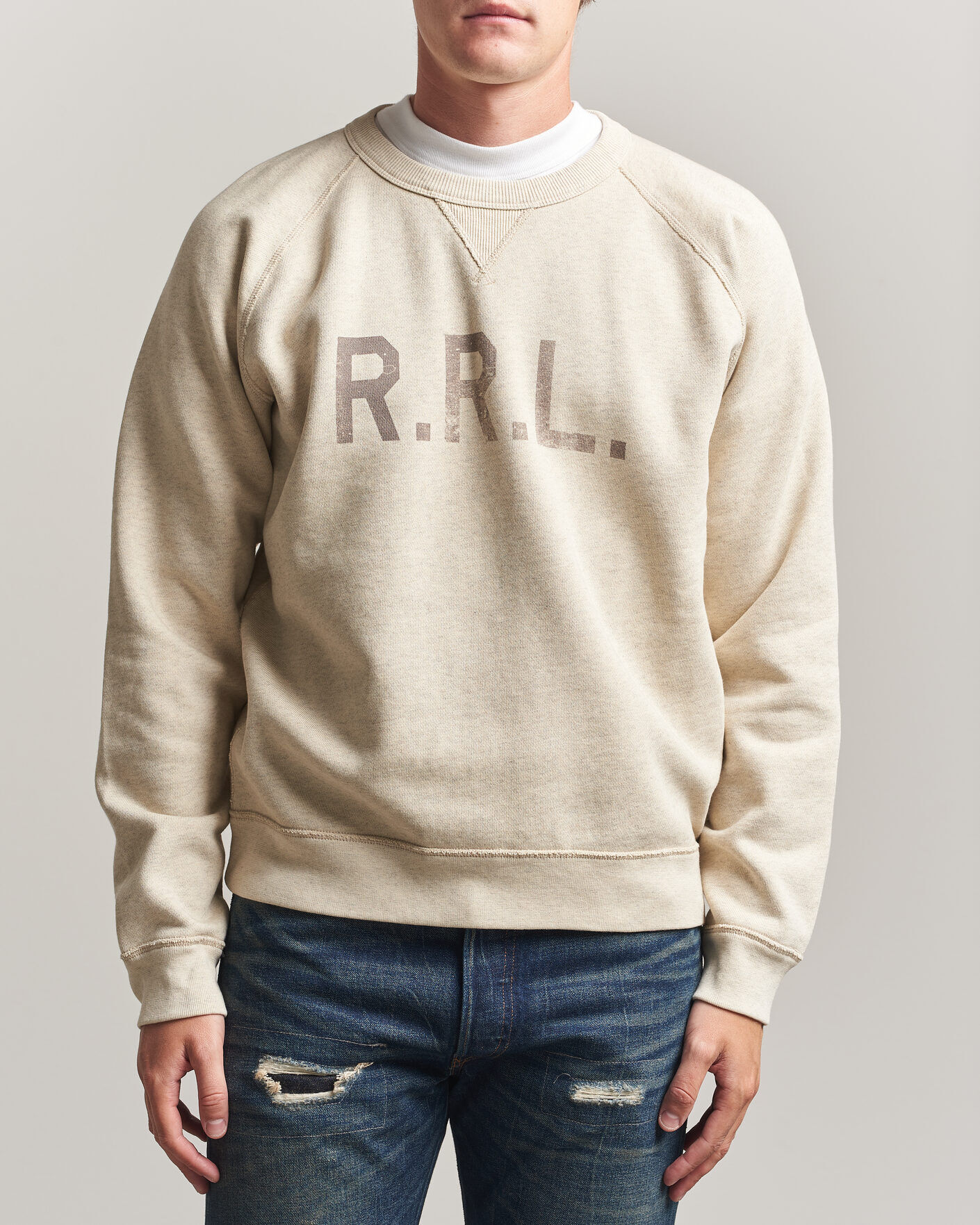 RRL Raglan Sleeve Sweatshirt Oatmeal Heather men M Beige