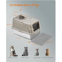 Songmics Katzentoilette mit Deckel und Schaufel (Katzenklo geschlossen), Katzenklo