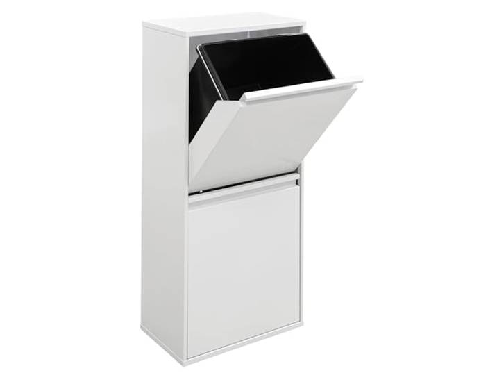 ARREGUI Basic CR401-B2 Mülltrennsystem aus Stahl 2 Fächer Mülleimer für die Küche 2 Fach Abfalleimer 2x23 L (46 L) Herausnehmbare Extragroße Eimer Recycling Schrank für Mülltrennung weiß