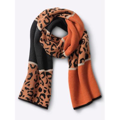 Modeschal HEINE, Damen, orange (orange, schwarz), Viskose, gemustert, Modetücher