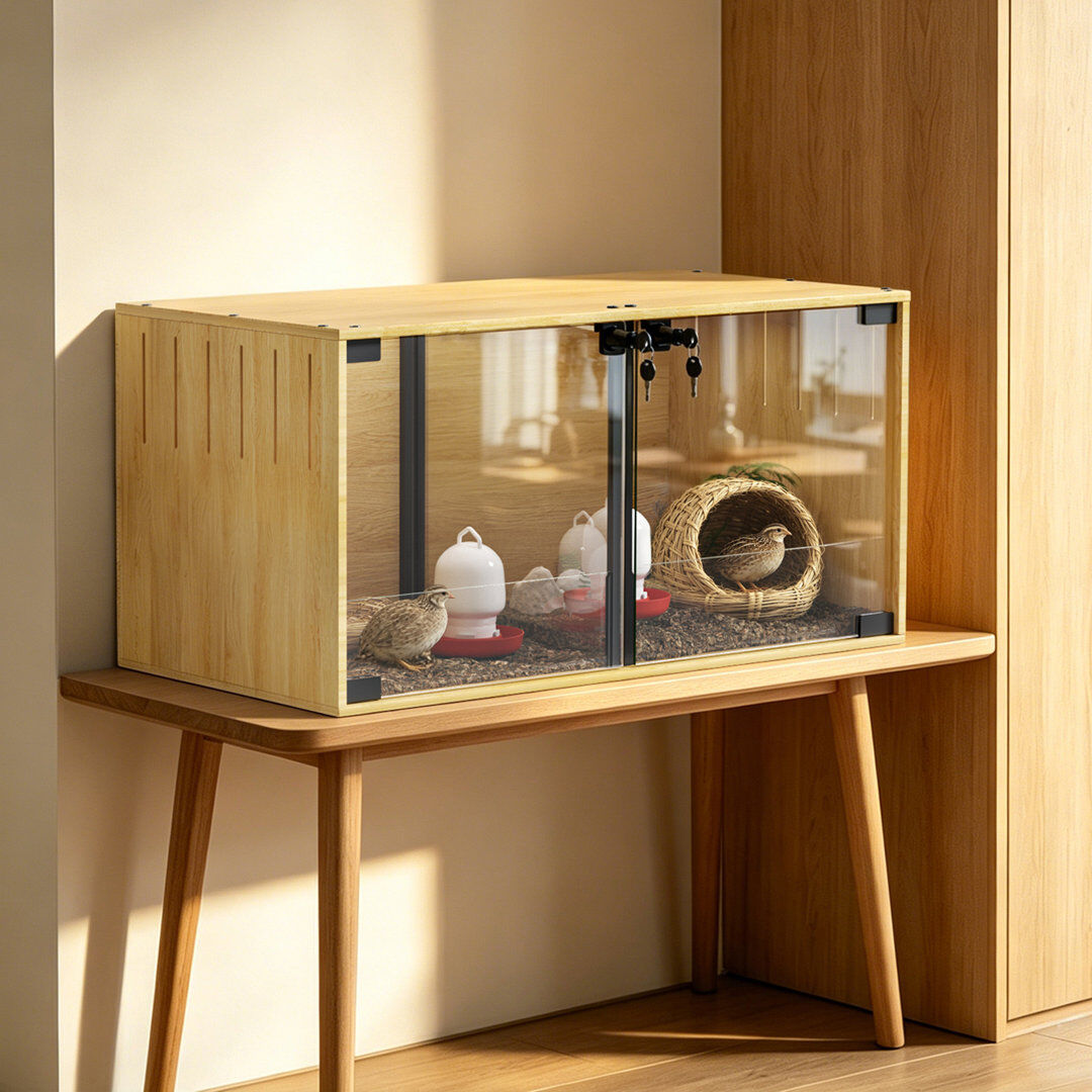 Brayden Studio Hamster Cage Small Animal Cage with LED Light Natural 40cm H X 80cm W X 40cm D