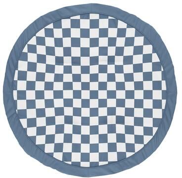 Sweet Jojo Designs Blue Gingham Checkered Plaid Boy Baby Tummy Time Playmat - Vintage Classic Checkerboard, Geometric Minimalist