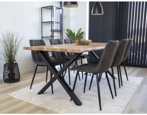 House Nordic Toulon Kantinebord, Olieret Eg/sort Stel, 200x95