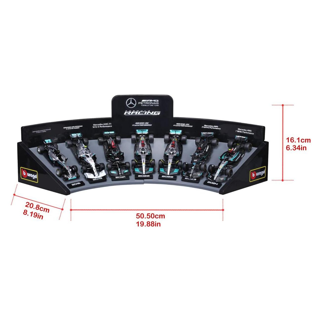 Bburago F1 7er-Set Displaykurve Mercedes AMG Petronas 1/43 (1838170)