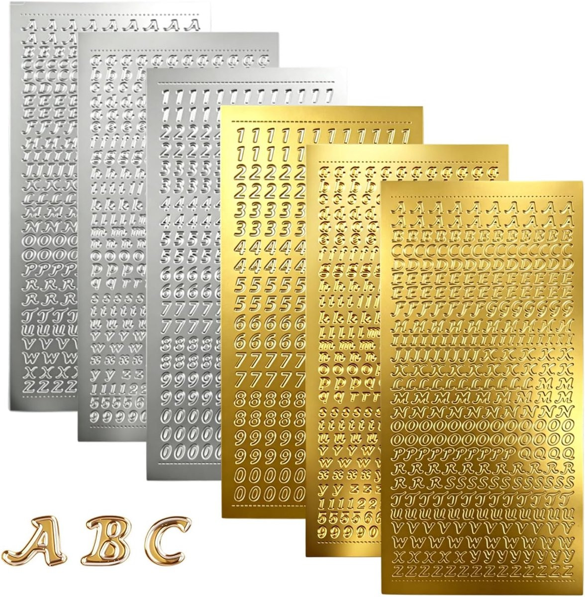 Wasletters voor kaarsen - 6 vellen gouden en zilveren zelfklevende PVC stickers voor decoratie